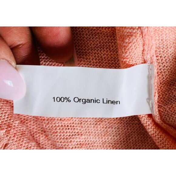 Eileen Fisher Organic Linen Ribbed V Neck Pink Sweater XS/PT - Picture 8 of 12